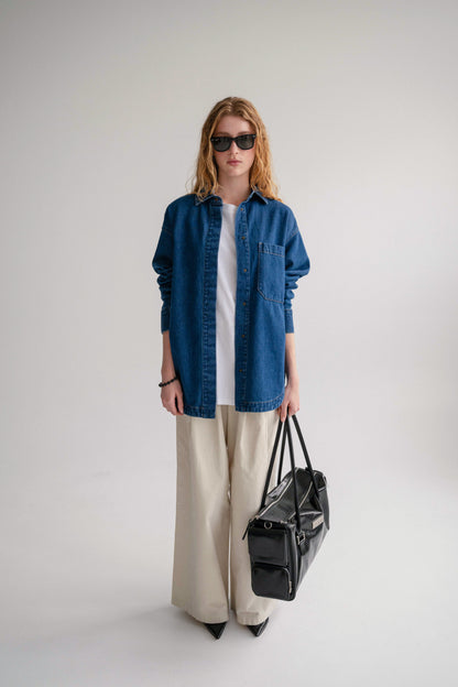The Ari Overshirt - Mid-Blue Women