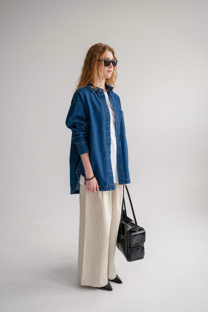 The Ari Overshirt - Mid-Blue Women