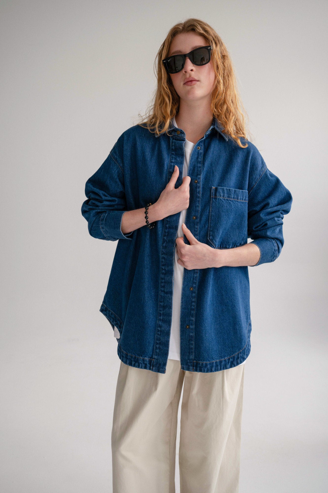 The Ari Overshirt - Mid-Blue Women