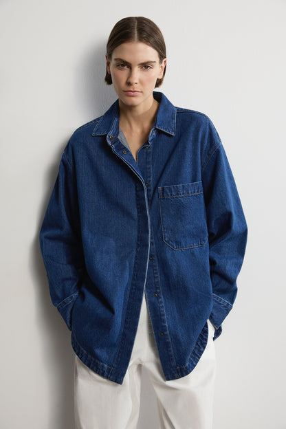 The Ari Overshirt - Mid-Blue Women